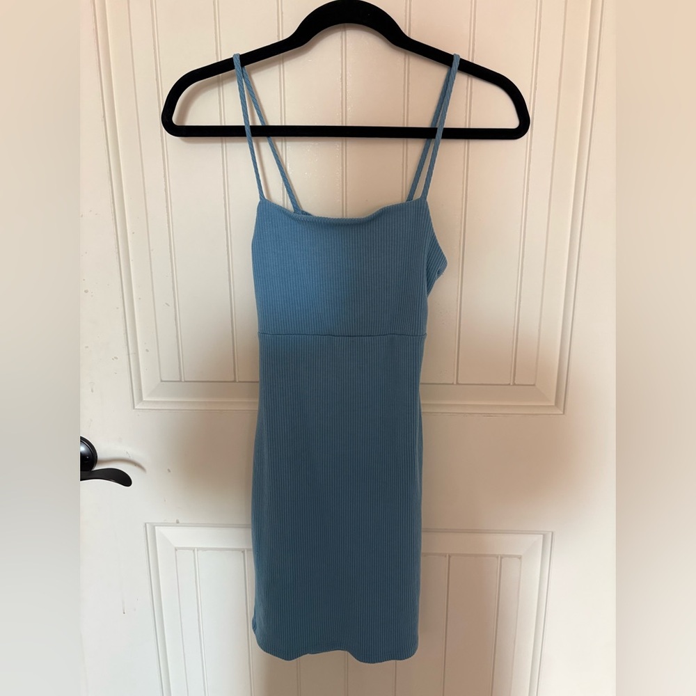Forever 21 Blue Ribbed Spaghetti Strap Dress